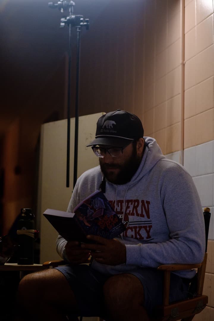 Behind the scenes photo 84 from Clone Cops production showing gaffer barrett dennison on the set of clone cops